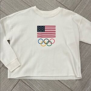 Kids White Team USA Flag & Rings Cropped Sweatshirt